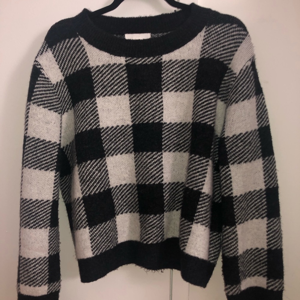 H&M Gingham Knit Sweater - Black & White - M